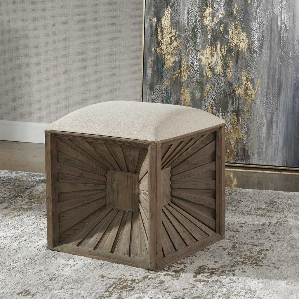 Jia Wooden Ottoman - Bombay Mercantile