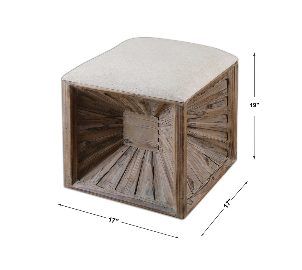 Jia Wooden Ottoman - Bombay Mercantile