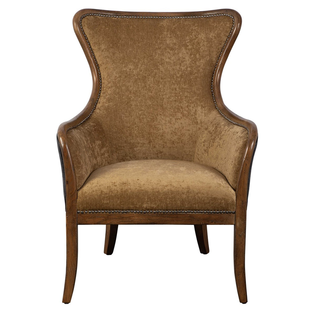 Snowden Tan Wing Chair - Bombay Mercantile