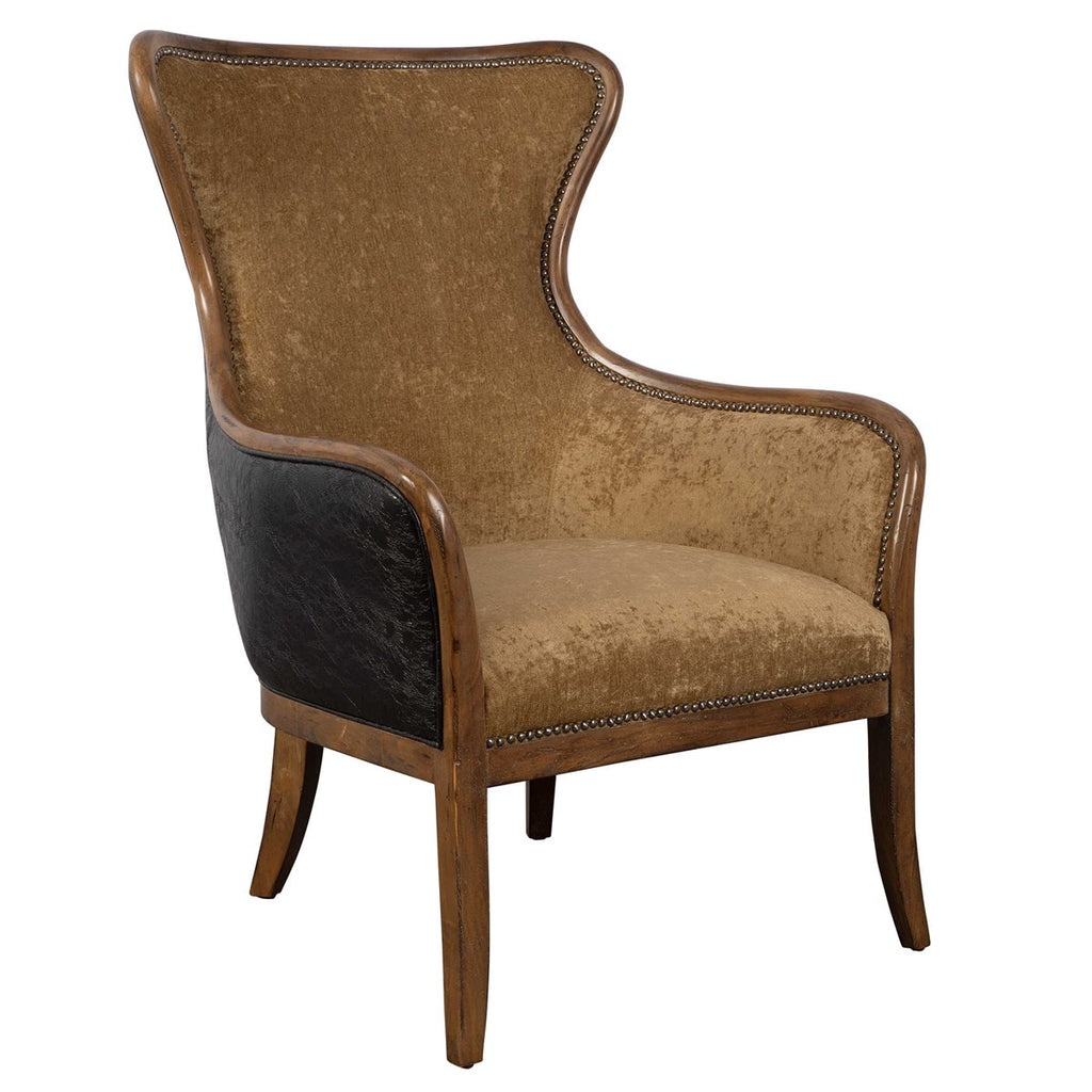 Snowden Tan Wing Chair - Bombay Mercantile