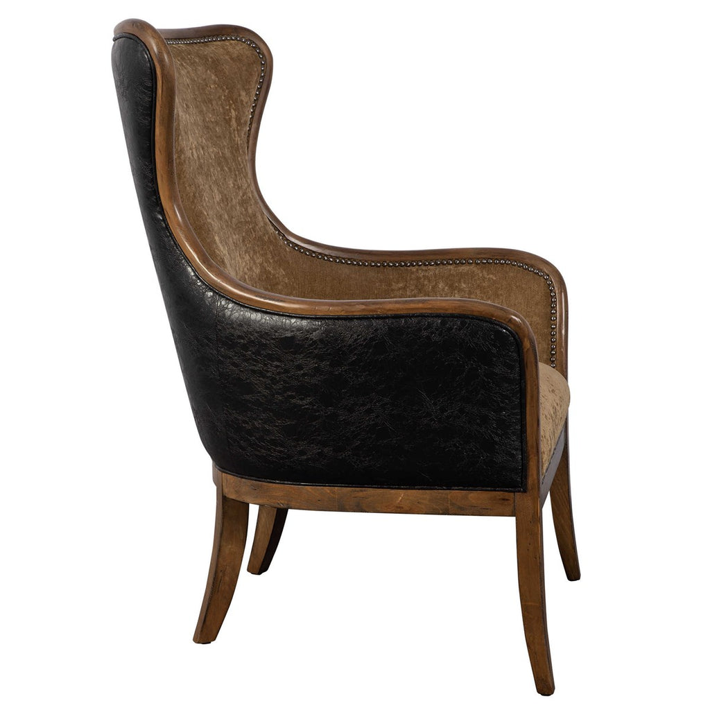 Snowden Tan Wing Chair - Bombay Mercantile