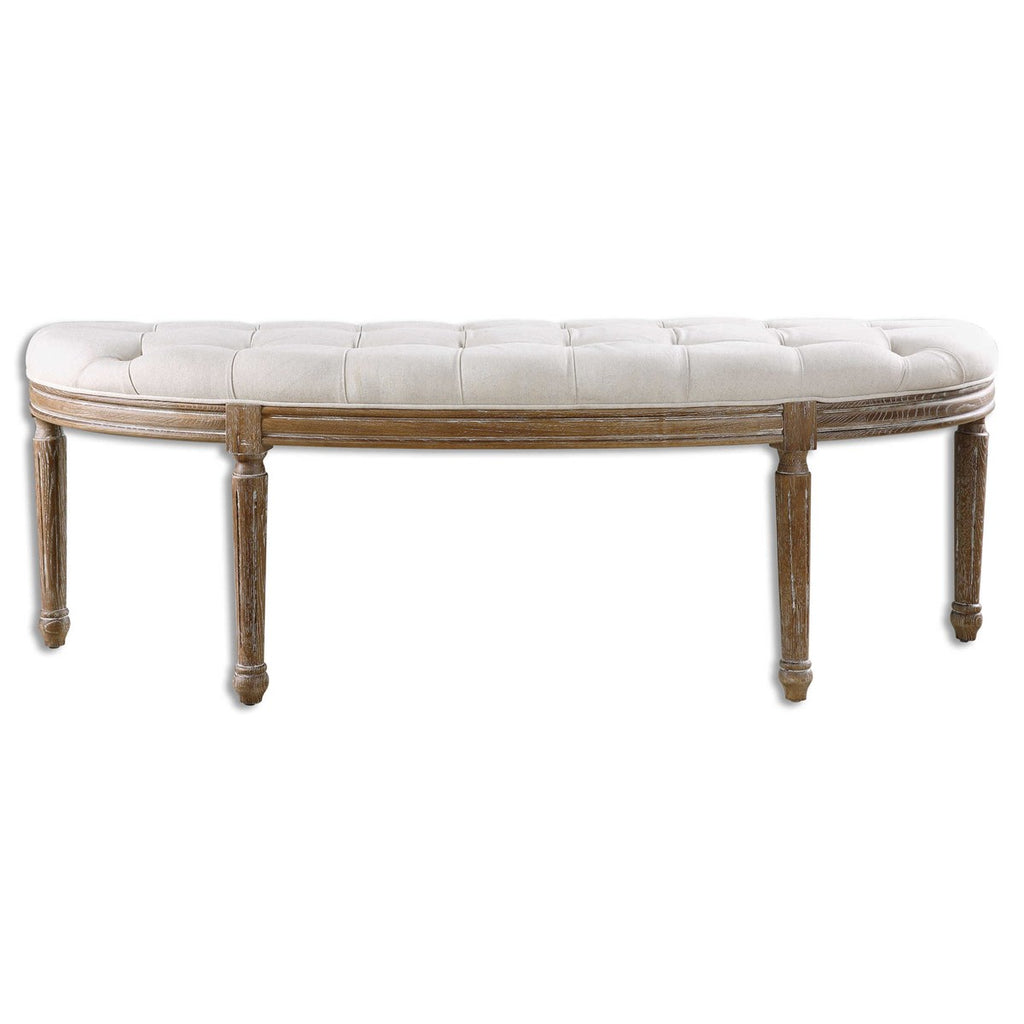 Leggett Tufted White Bench - Bombay Mercantile