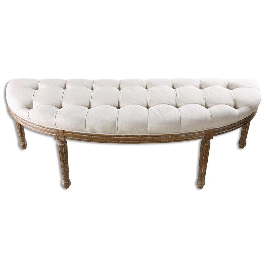 Leggett Tufted White Bench - Bombay Mercantile