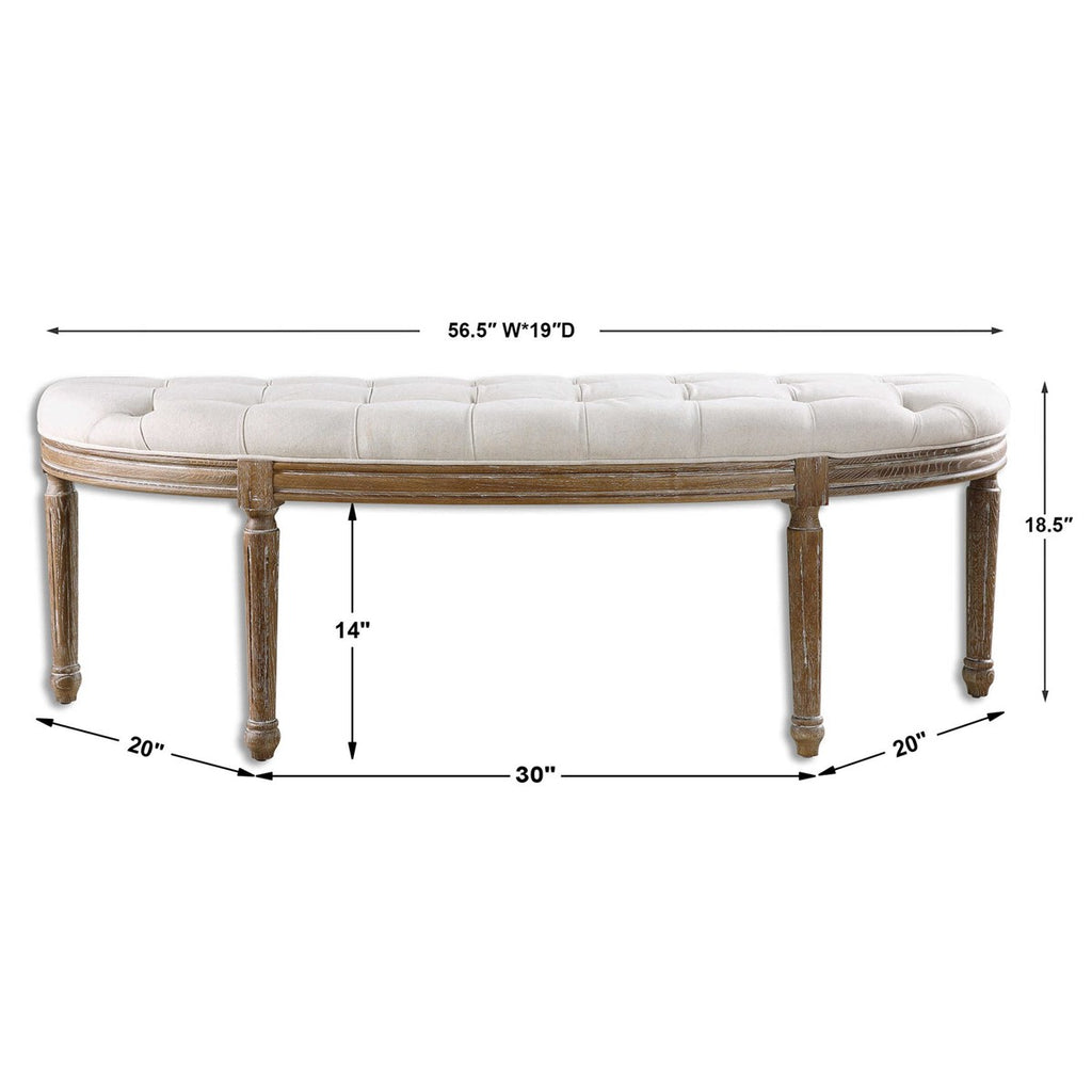 Leggett Tufted White Bench - Bombay Mercantile