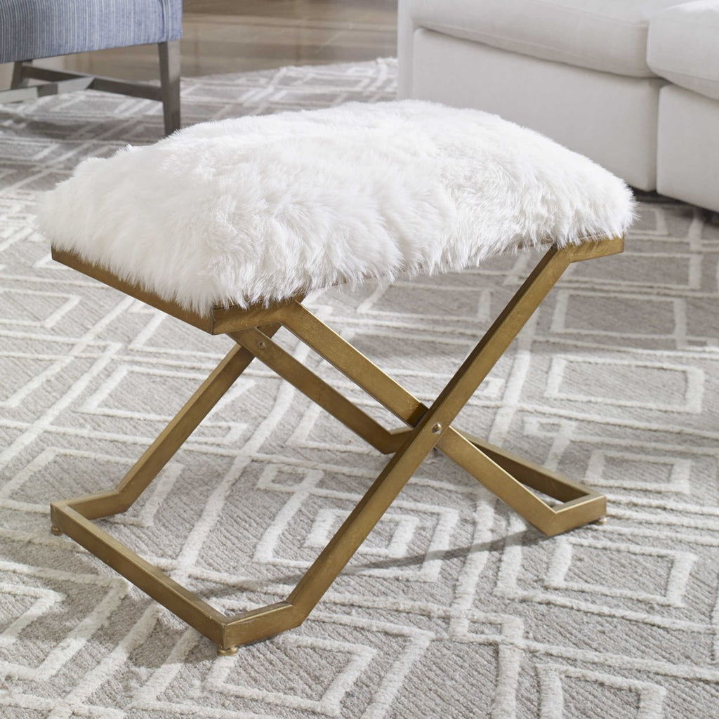 Farran Fur Small Bench - Bombay Mercantile