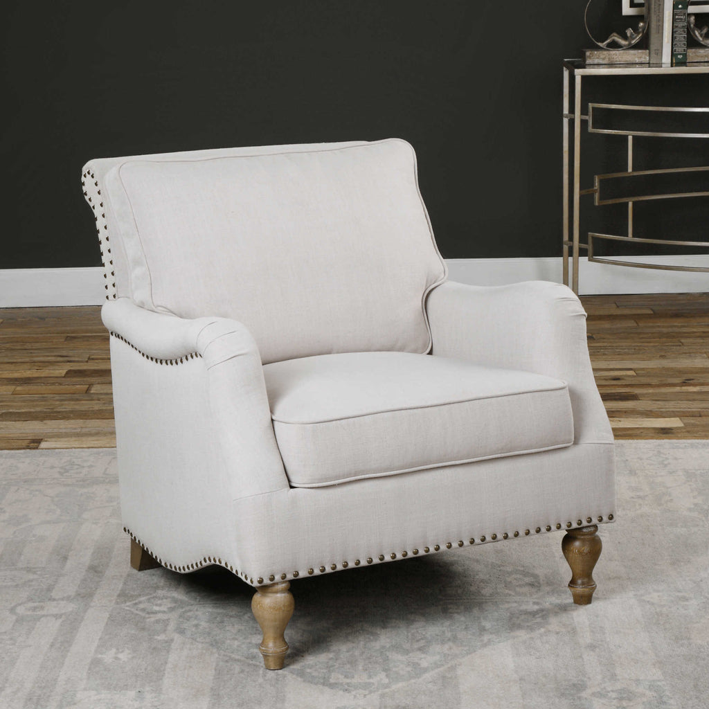 Armstead Antique White Armchair - Bombay Mercantile