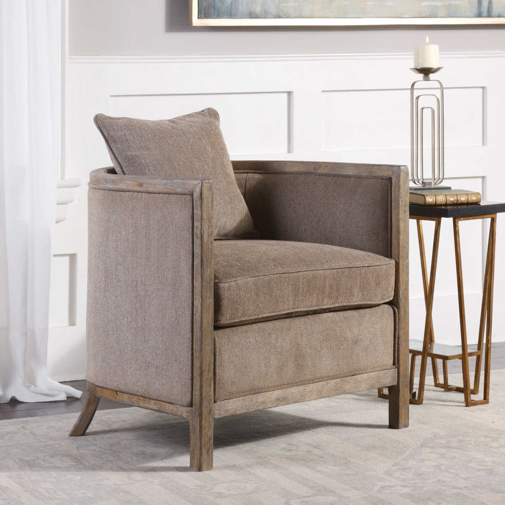 Viaggio Gray Chenille Accent Chair - Bombay Mercantile