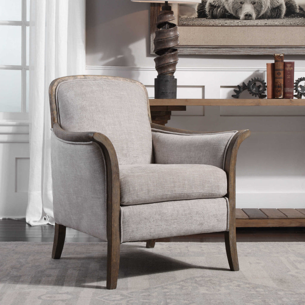 Brittoney Taupe Armchair - Bombay Mercantile