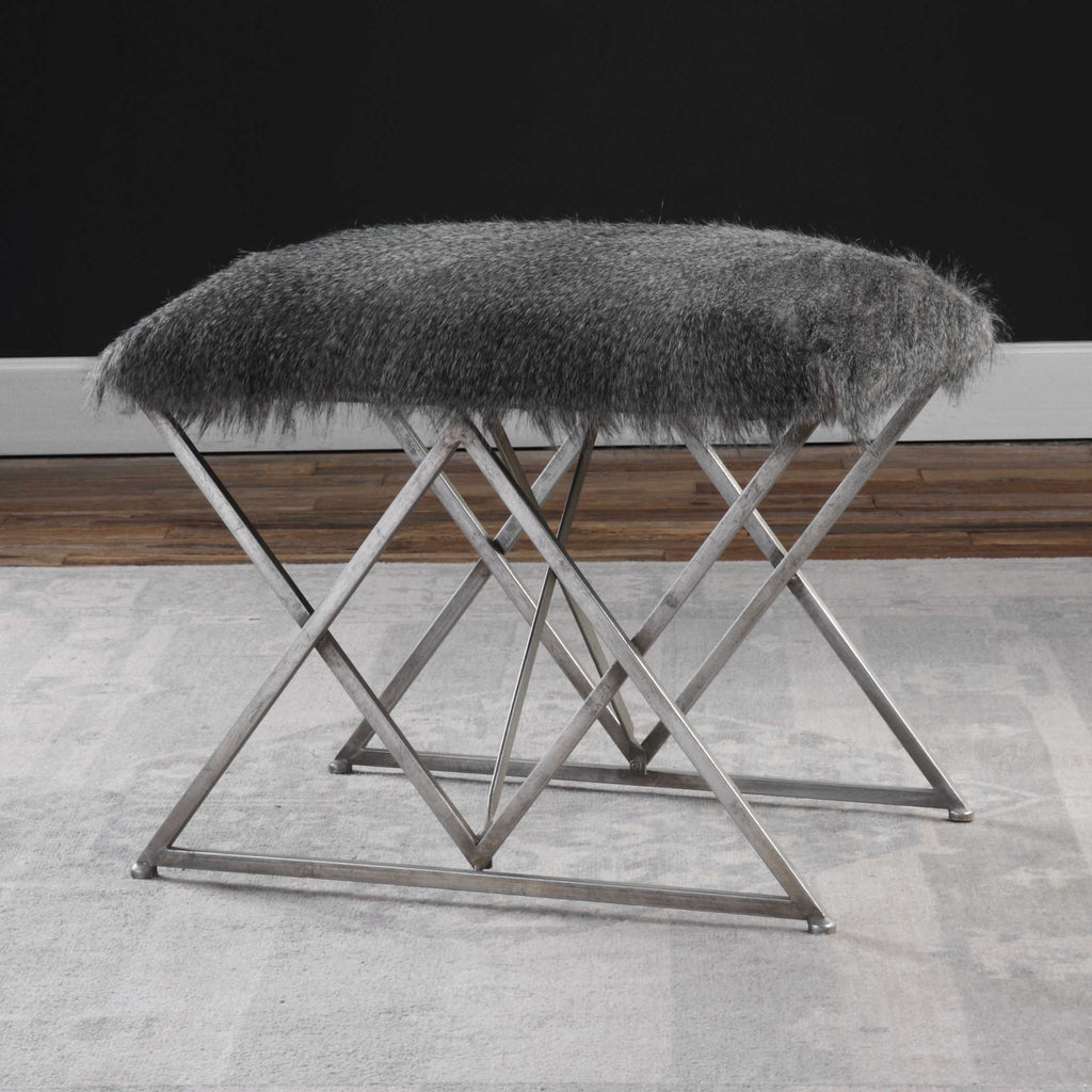 Astairess Fur Small Bench - Bombay Mercantile