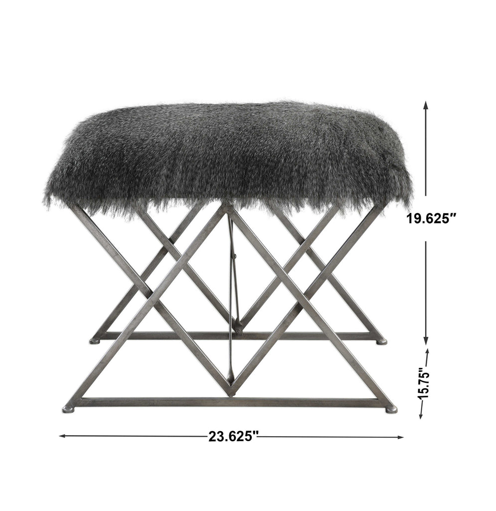 Astairess Fur Small Bench - Bombay Mercantile