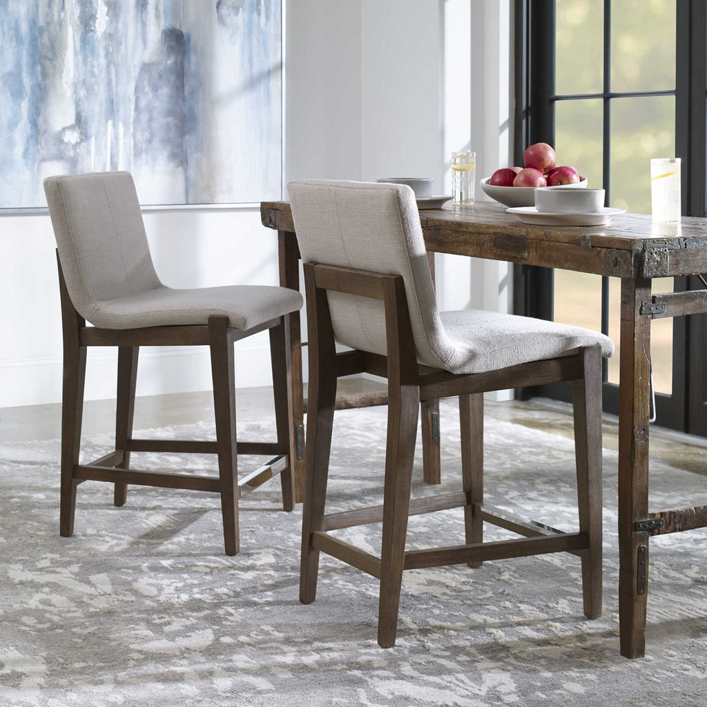 Klemens Linen Counter Stool - Bombay Mercantile