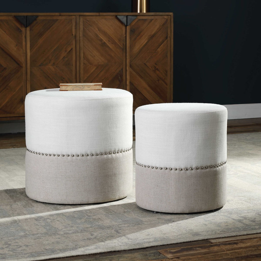Tilda Two-Toned Nesting Ottomans Set of 2 - Bombay Mercantile