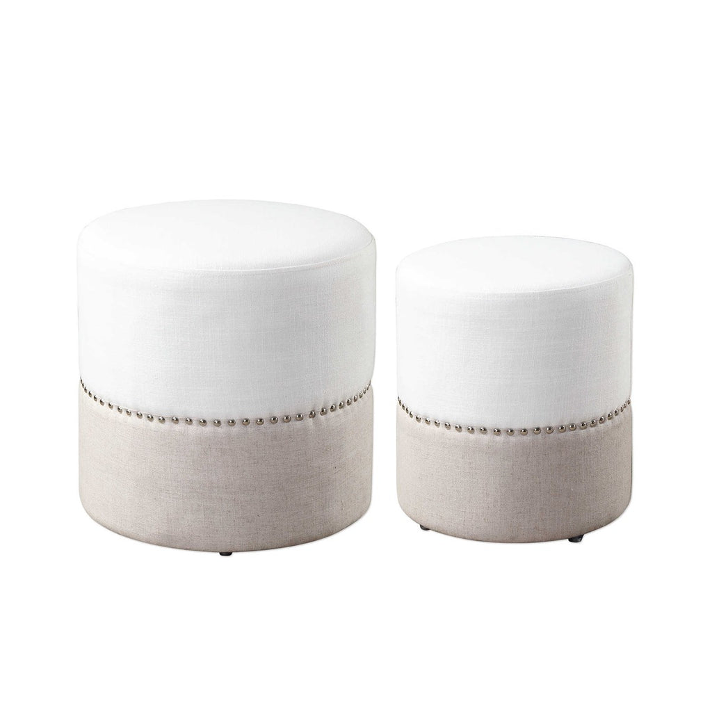 Tilda Two-Toned Nesting Ottomans Set of 2 - Bombay Mercantile