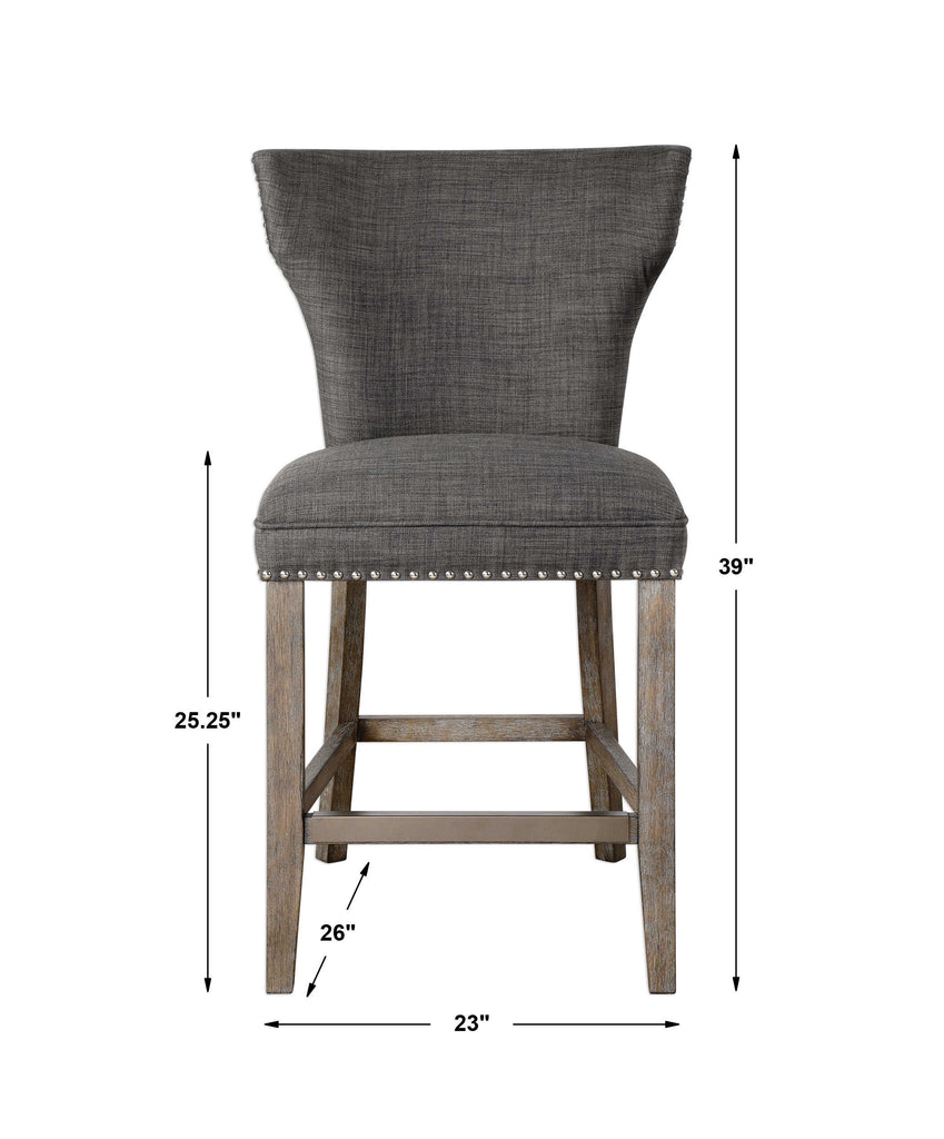 Arnaud Charcoal Counter Stool - Bombay Mercantile