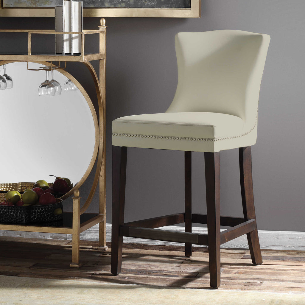 Dariela White Counter Stool - Bombay Mercantile