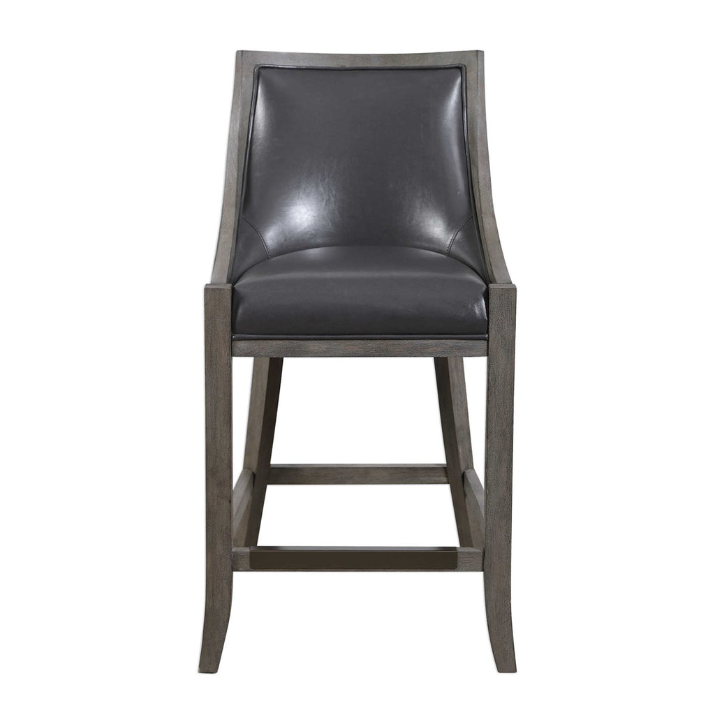 Elowen Leather Counter Stool - Bombay Mercantile