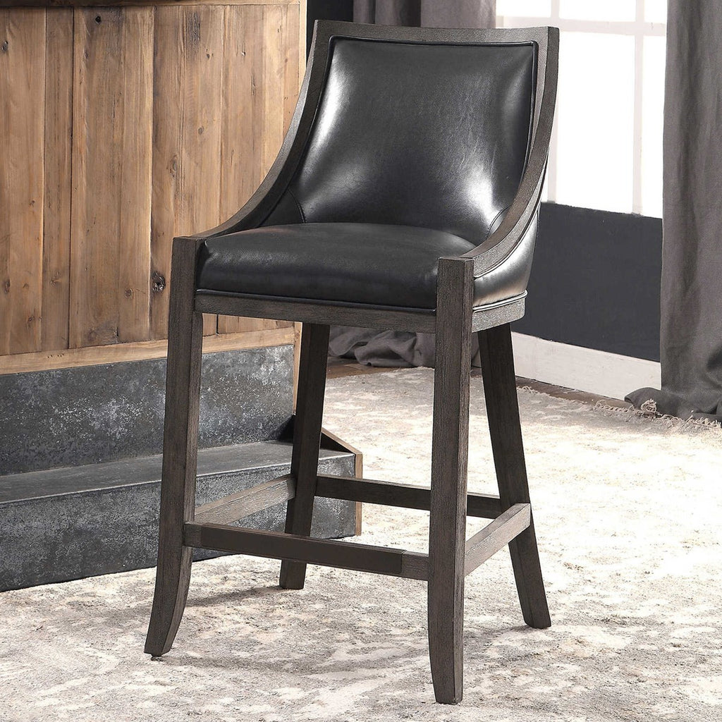 Elowen Leather Counter Stool - Bombay Mercantile