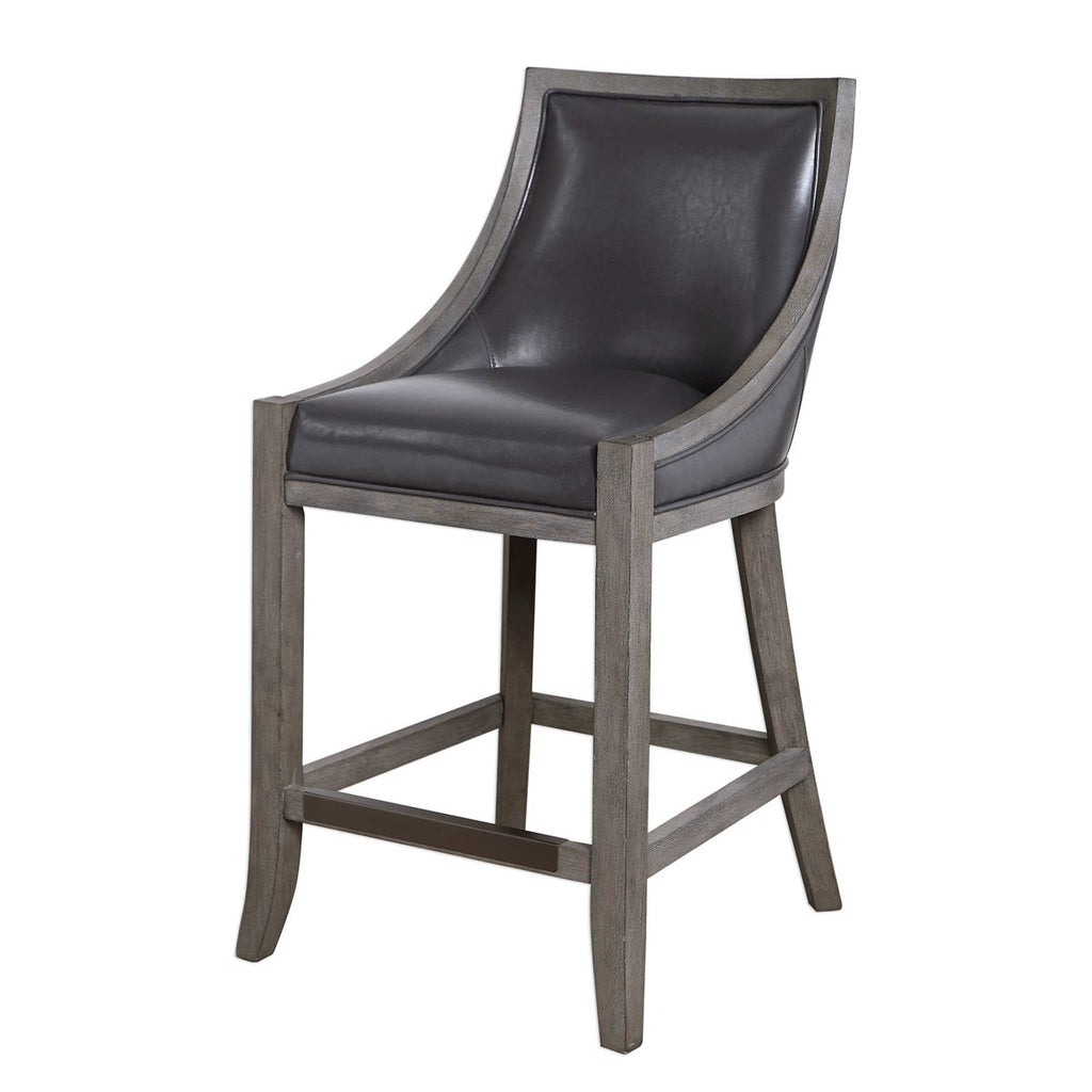 Elowen Leather Counter Stool - Bombay Mercantile