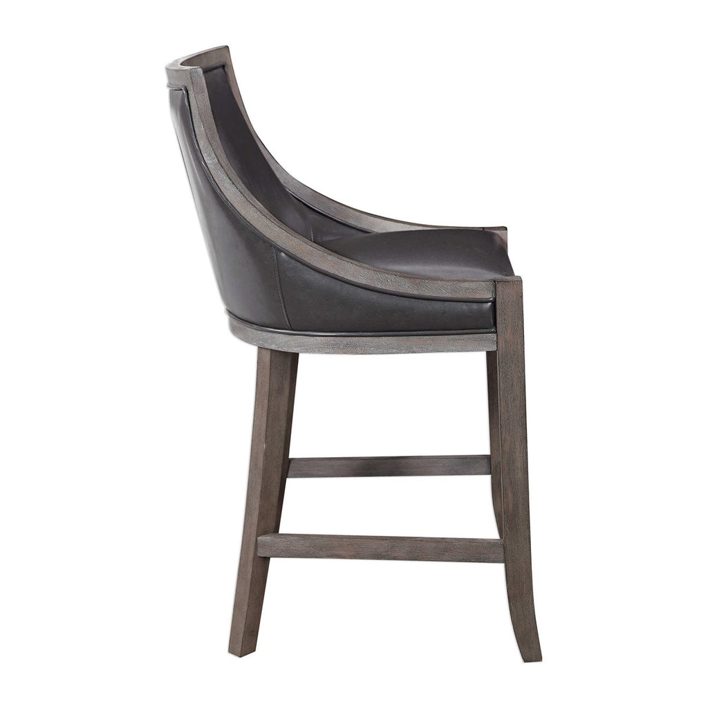 Elowen Leather Counter Stool - Bombay Mercantile