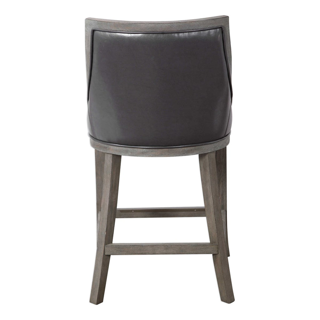 Elowen Leather Counter Stool - Bombay Mercantile