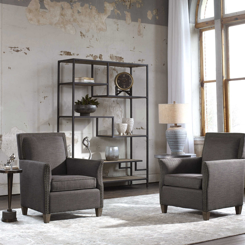 Darick Charcoal Armchair - Bombay Mercantile