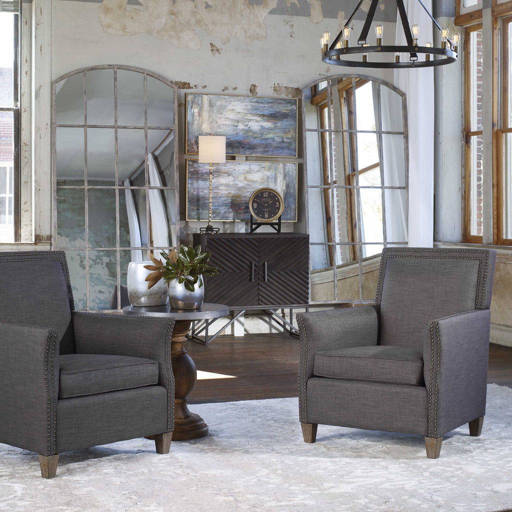 Darick Charcoal Armchair - Bombay Mercantile