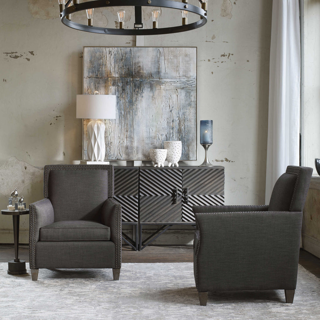 Darick Charcoal Armchair - Bombay Mercantile