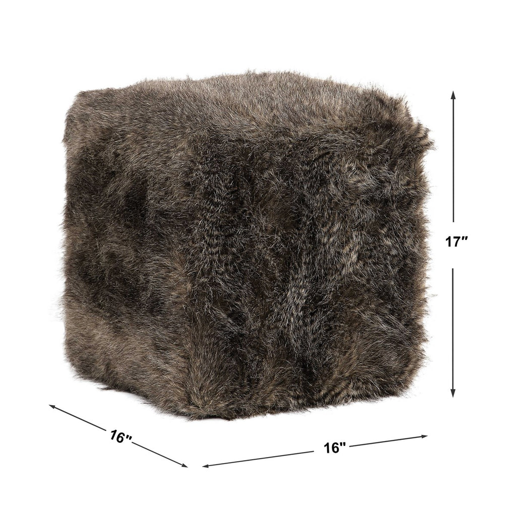 Jayna Fur Ottoman - Bombay Mercantile