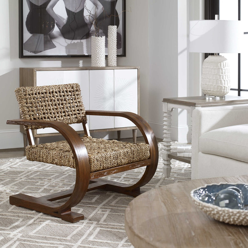 Rehema Natural Woven Accent Chair - Bombay Mercantile