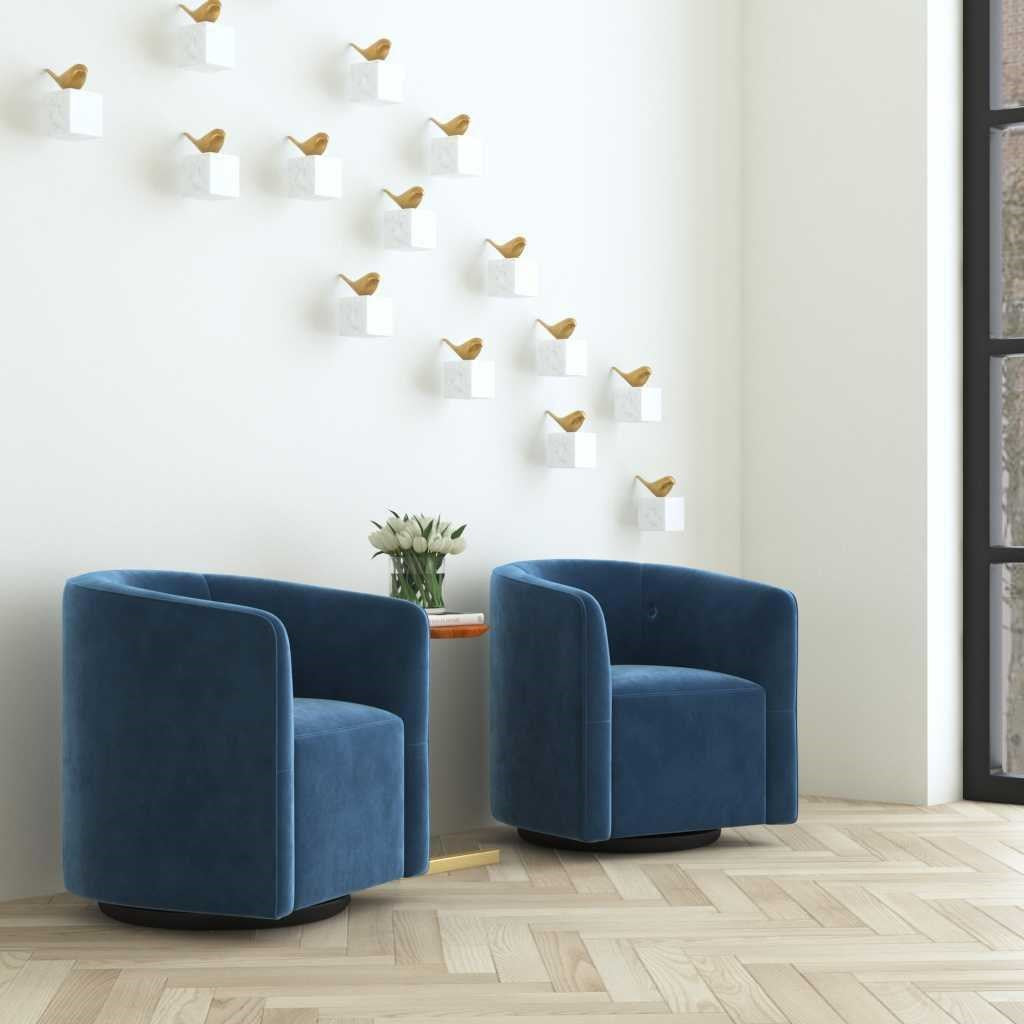 Mallorie Blue Swivel Chair - Bombay Mercantile
