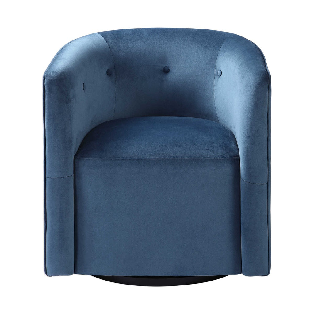 Mallorie Blue Swivel Chair - Bombay Mercantile