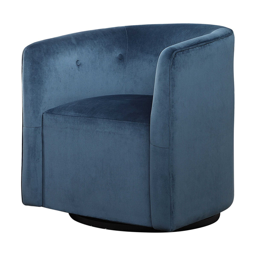 Mallorie Blue Swivel Chair - Bombay Mercantile