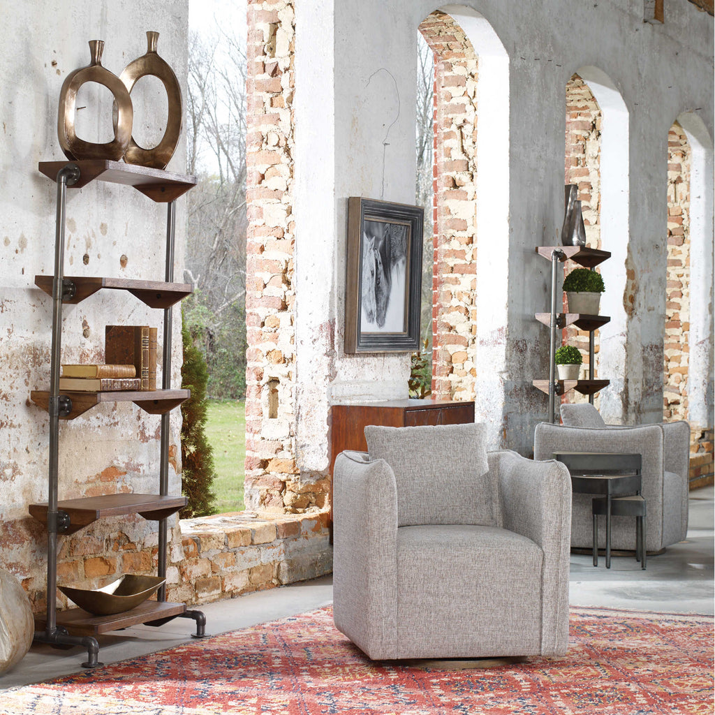 Corben Gray Swivel Chair - Bombay Mercantile