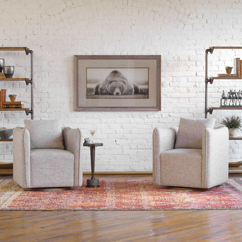 Corben Gray Swivel Chair - Bombay Mercantile