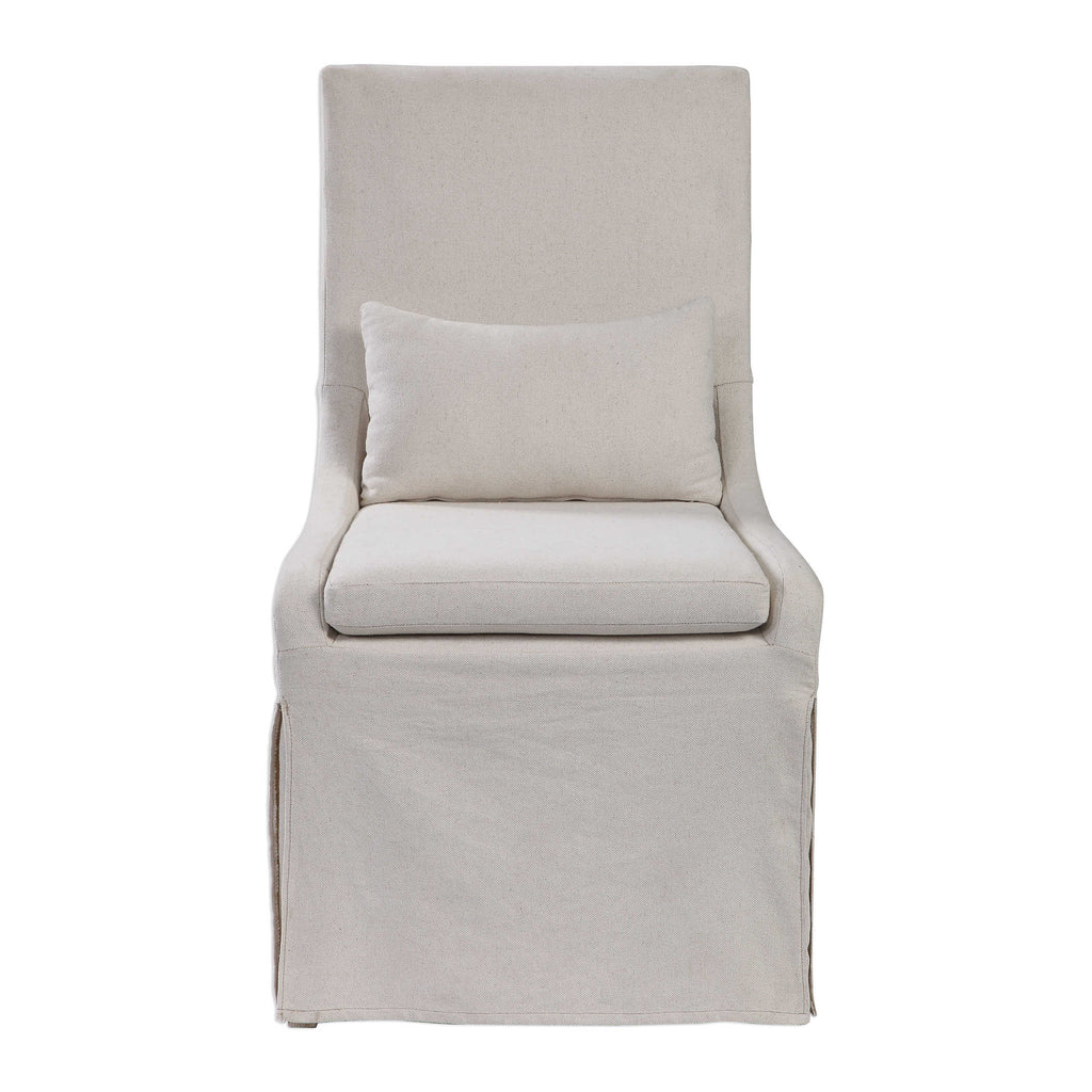 Coley White Linen Armless Chair - Bombay Mercantile
