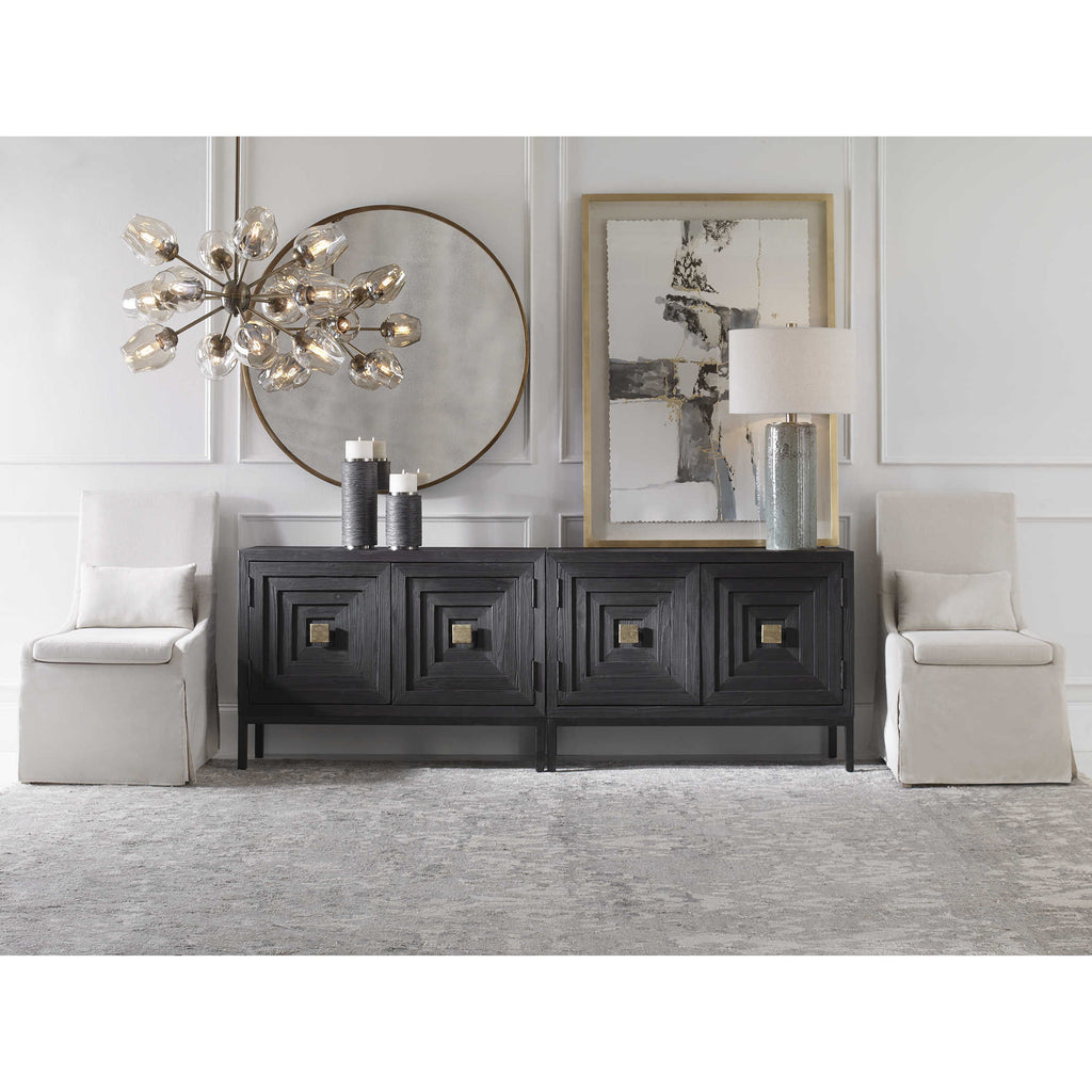 Coley White Linen Armless Chair - Bombay Mercantile