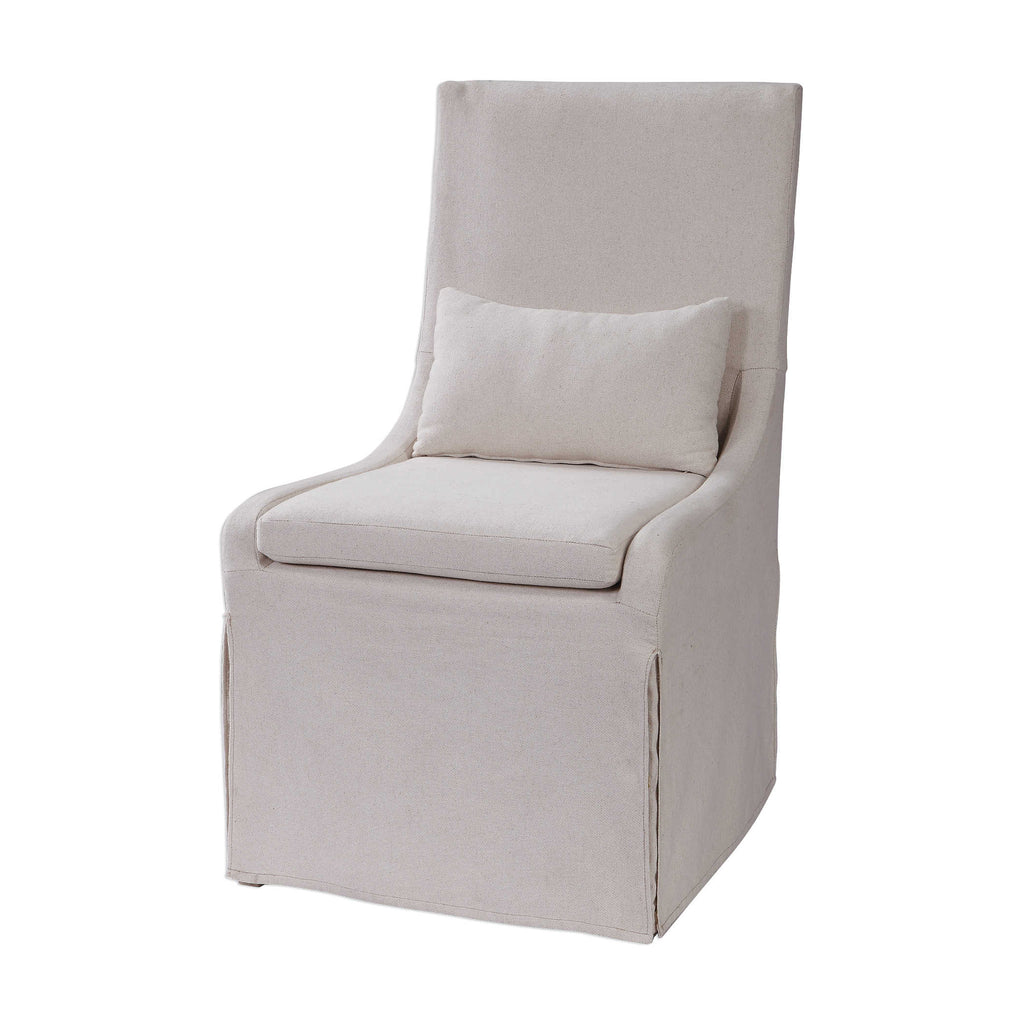 Coley White Linen Armless Chair - Bombay Mercantile