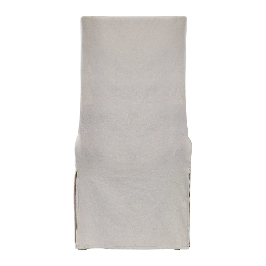Coley White Linen Armless Chair - Bombay Mercantile