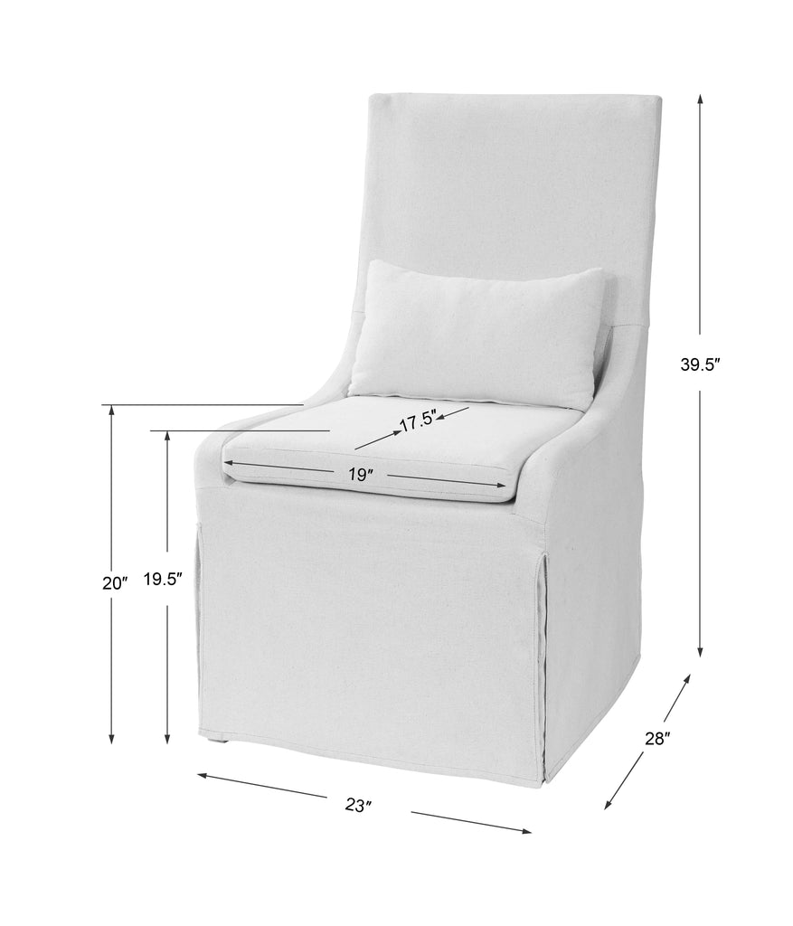 Coley White Linen Armless Chair - Bombay Mercantile