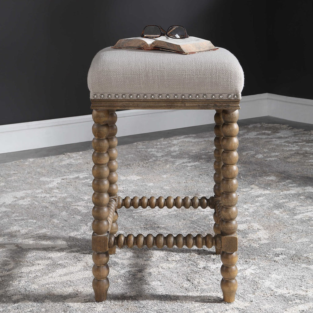 Pryce Wooden Counter Stool - Bombay Mercantile