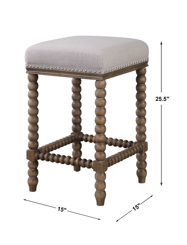Pryce Wooden Counter Stool - Bombay Mercantile
