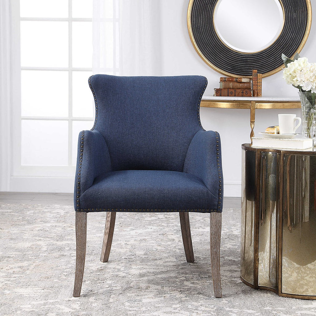 Yareena Blue Wing Chair - Bombay Mercantile