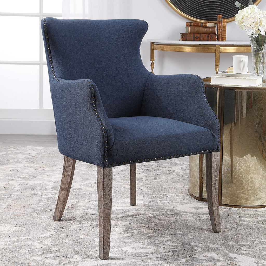 Yareena Blue Wing Chair - Bombay Mercantile