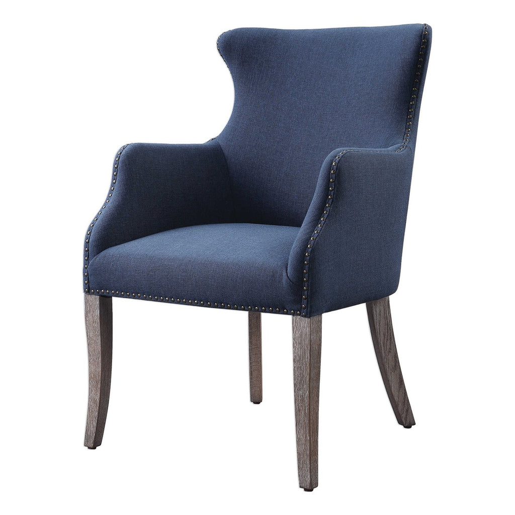 Yareena Blue Wing Chair - Bombay Mercantile