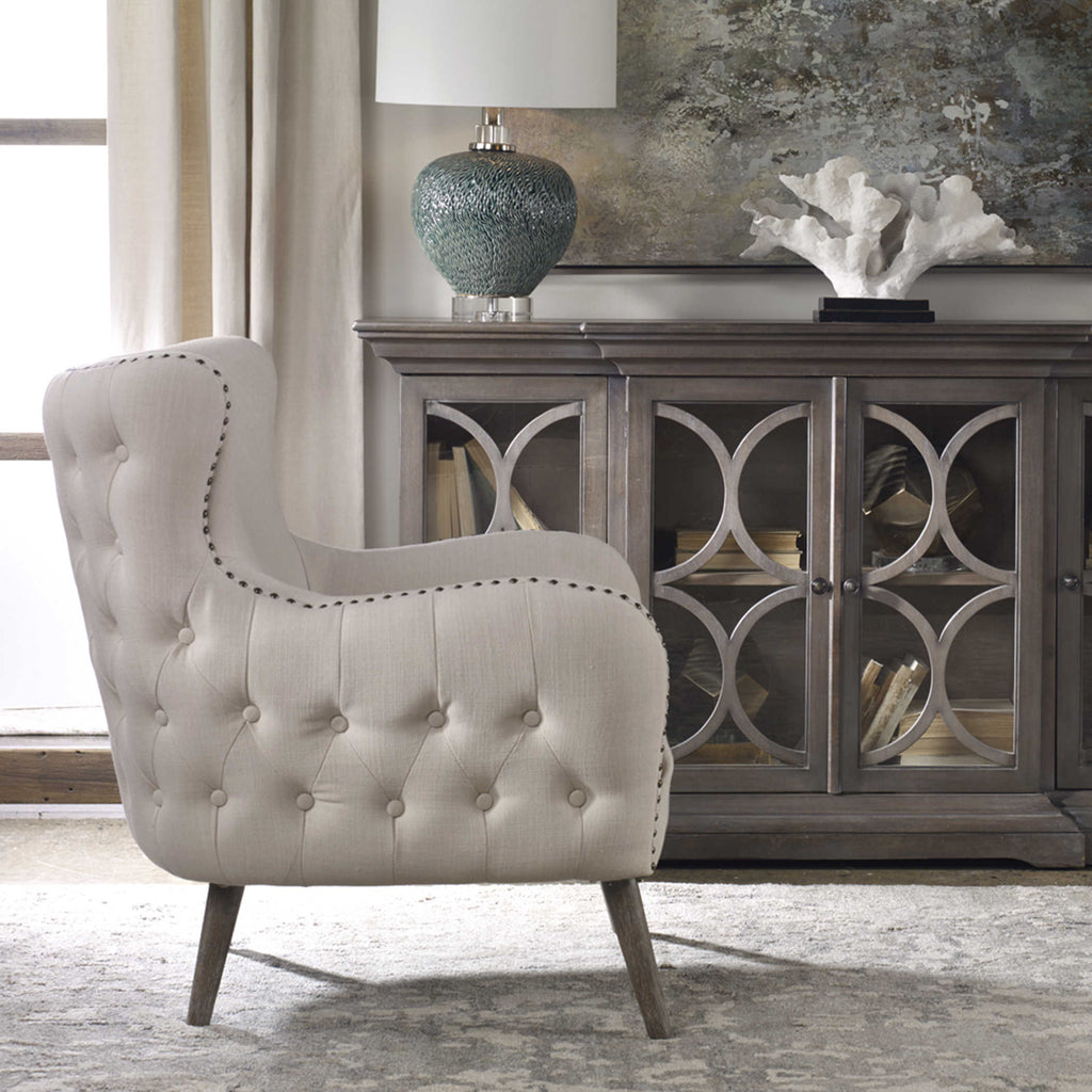 Donya Cream Accent Chair - Bombay Mercantile