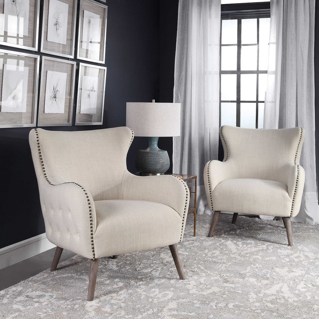 Donya Cream Accent Chair - Bombay Mercantile
