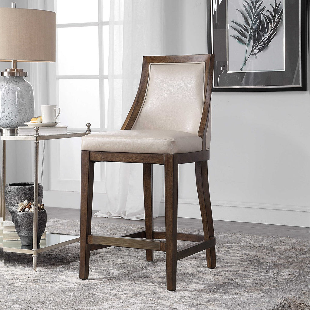 Purcell Leather Counter Stool - Bombay Mercantile