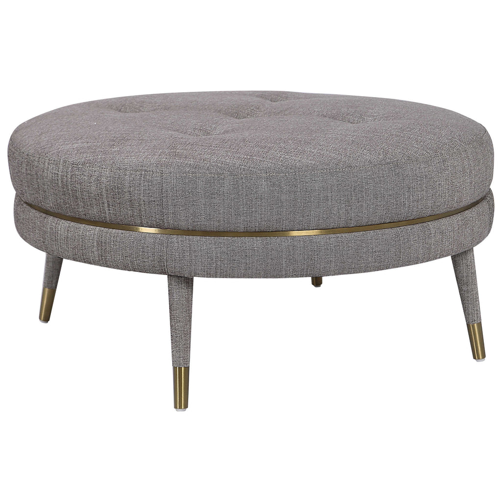 Blake Modern Taupe Ottoman - Bombay Mercantile