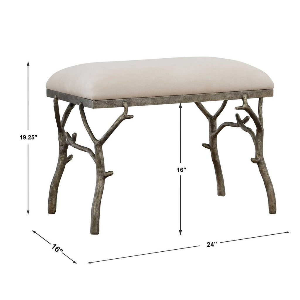 Lismore Small Fabric Bench - Bombay Mercantile