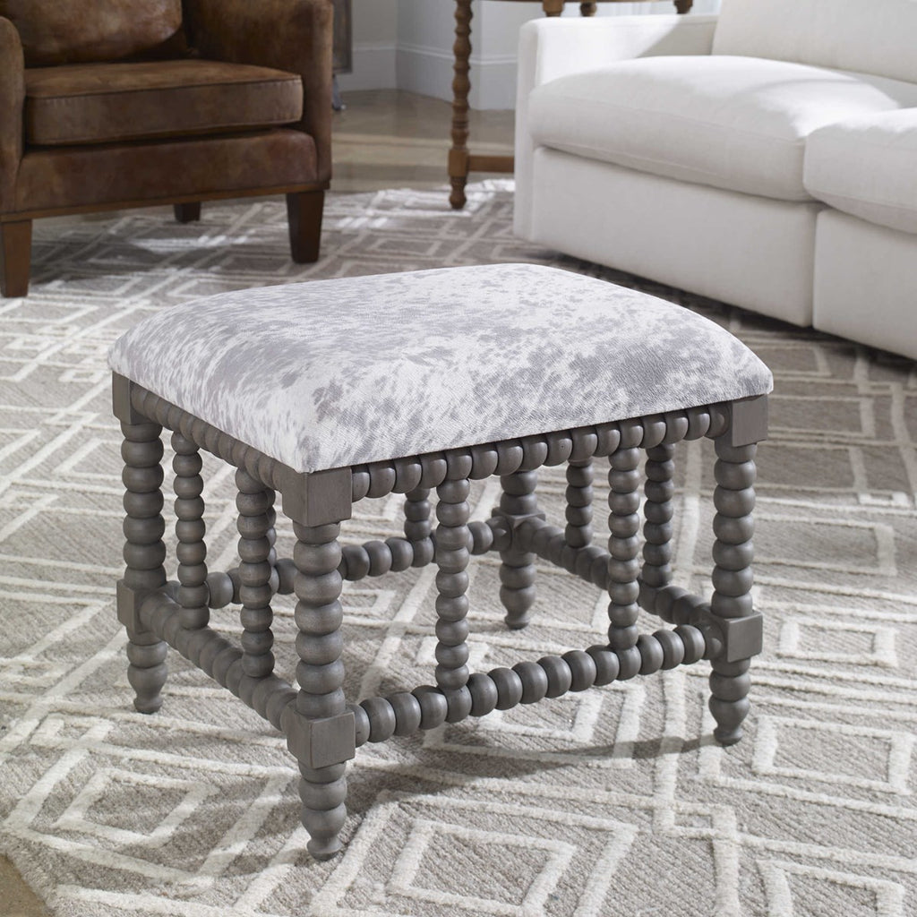 Estes Faux Cow Hide Small Bench - Bombay Mercantile